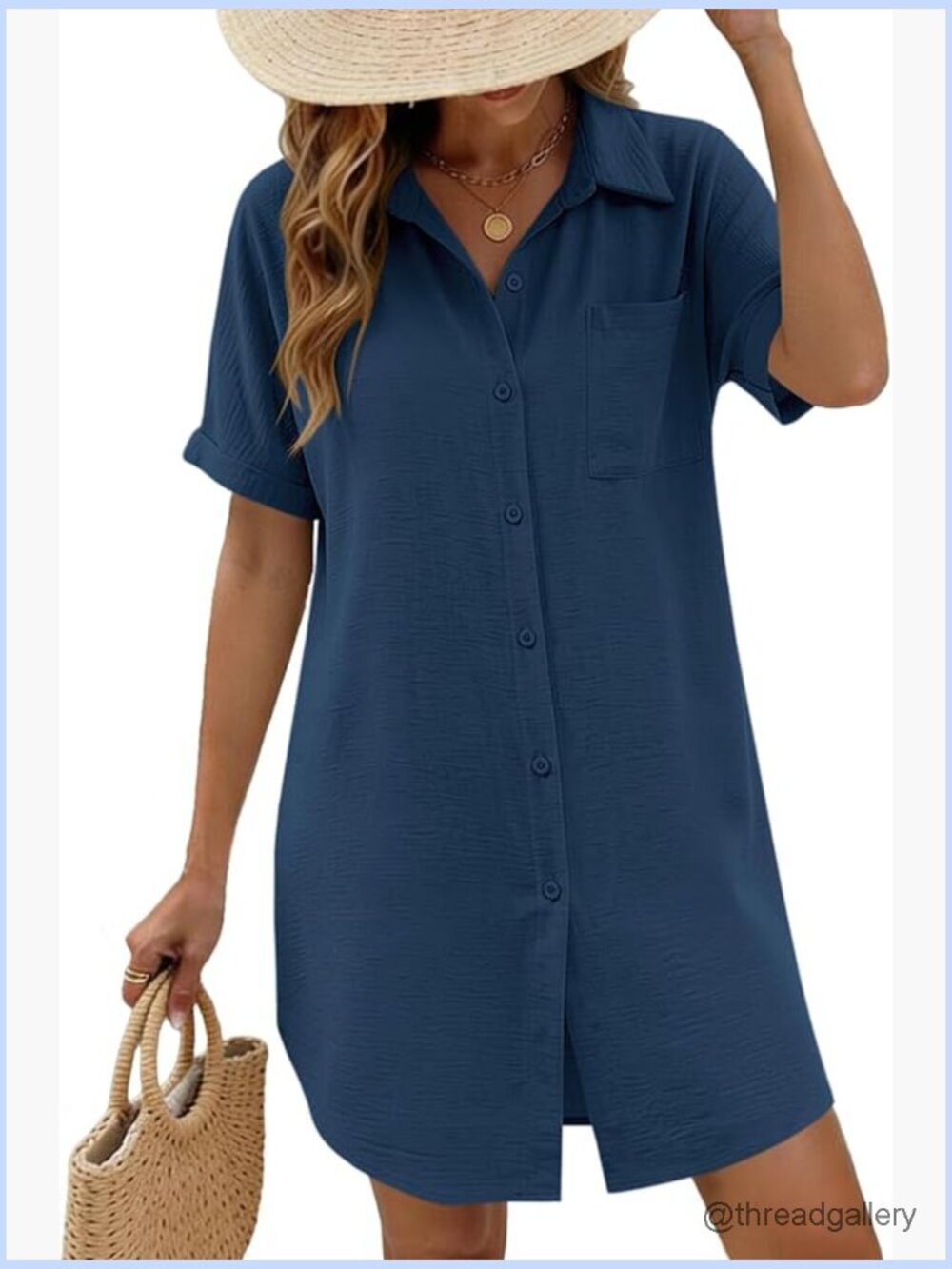 Button Down Swimsuit Cover Up Shirt Dress Beach Summer Vacation Outfits